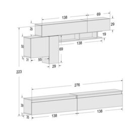 Decorotika Cascais Moduler Modern Tv Unit Wall Mount Customizable Layout High Gloss White - thumbnail 6