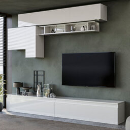 Decorotika Cascais Moduler Modern Tv Unit Wall Mount Customizable Layout High Gloss White - thumbnail 2