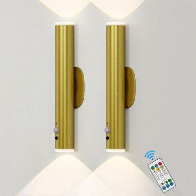 Harper Living 2 Packs Battery Operated Wall Lights With Motion Sensor, Rechargeable Wall Lamp Indoor, Led Wall Sconce Lights, Gold - image 1