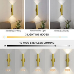 Harper Living 2 Packs Battery Operated Wall Lights With Motion Sensor, Rechargeable Wall Lamp Indoor, Led Wall Sconce Lights, Gold - thumbnail 6