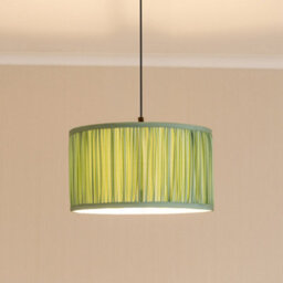 Valuelights Jess Green Fabric Ruched Pleated Large Drum Shade And Bulb (D)35Cm - thumbnail 1