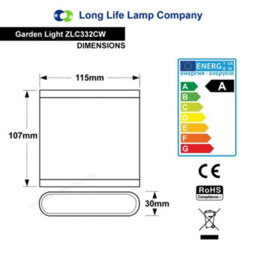 Long Life Lamps Company Modern Led Outdoor Wall Light Stainless Steel Cool White Zlc332Cw - thumbnail 2