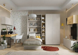 Arte Teen Flex Desk 150Cm In Oak Hickory & Raw Steel - Large Desk With Three Drawers And Matte Metal Legs - thumbnail 4