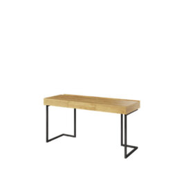 Arte Teen Flex Desk 150Cm In Oak Hickory & Raw Steel - Large Desk With Three Drawers And Matte Metal Legs