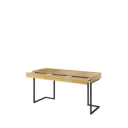 Arte Teen Flex Desk 150Cm In Oak Hickory & Raw Steel - Large Desk With Three Drawers And Matte Metal Legs - thumbnail 2