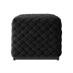 Wyld Haus Parker Small Black Velvet Diamond-Tufted Square Pouffe - thumbnail 2