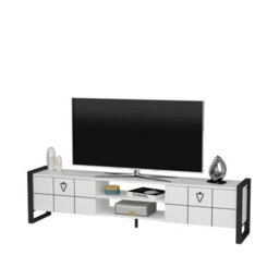 Decorotika Mila Tv Stand With Wall Shelf For Tvs Up To 73 Inches White Black - thumbnail 6