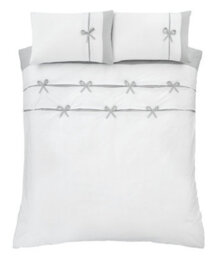 Catherine Lansfield Bedding Milo Bow Duvet Cover Set With Pillowcases White - thumbnail 5