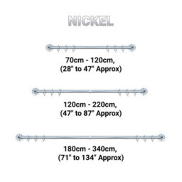 A.unique Home Room Darkening Metal Extendable Curtain Pole With Rings And Fittings - Nickel, 180Cm - 340Cm Approx - thumbnail 4