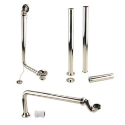 Enki English Gold Traditional Bathroom Brass Exposed Retainer Waste Adjustable Shrouds Shallow Seal Trap Roll Top Bath Tap Pack
