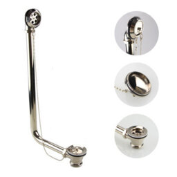Enki English Gold Traditional Bathroom Brass Exposed Retainer Waste Adjustable Shrouds Shallow Seal Trap Roll Top Bath Tap Pack - thumbnail 5