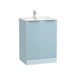 Royal Bathrooms Evora 700mm Powder Blue Fluted Floor Standing Bathroom Vanity Unit 2 Door Cabinet With Ceramic Basin - thumbnail 6