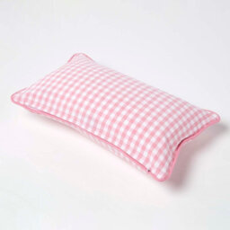 Homescapes Cotton Gingham Check Pink Cushion Cover, 30 X 50 Cm - thumbnail 4