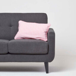 Homescapes Cotton Gingham Check Pink Cushion Cover, 30 X 50 Cm - thumbnail 2