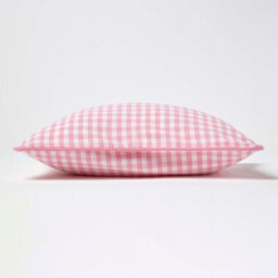 Homescapes Cotton Gingham Check Pink Cushion Cover, 30 X 50 Cm - thumbnail 3
