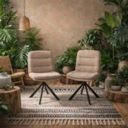 Wyld Haus Set Of 2 Havdrup Beige Alea Fabric Swivel Dining Chairs - thumbnail 1