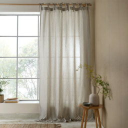 Pineapple Elephant Zanzibar Woven Stripe 140X229Cm Voile Curtain Panel Grey - thumbnail 1