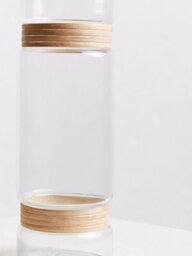 Orsina Large Glass Vase, Coastal And Textured Tall Glass Vase, Clear Glass And Natural Cane Vase, Clear Vase - thumbnail 3