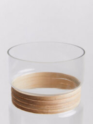 Orsina Large Glass Vase, Coastal And Textured Tall Glass Vase, Clear Glass And Natural Cane Vase, Clear Vase - thumbnail 4
