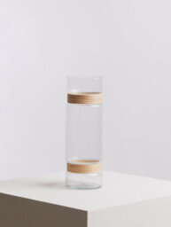 Orsina Large Glass Vase, Coastal And Textured Tall Glass Vase, Clear Glass And Natural Cane Vase, Clear Vase - thumbnail 2