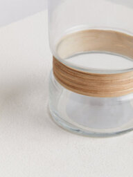 Orsina Large Glass Vase, Coastal And Textured Tall Glass Vase, Clear Glass And Natural Cane Vase, Clear Vase - thumbnail 5
