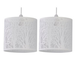 First Choice Lighting Set Of 2 Forest - White Cut Out Pendant Shades - thumbnail 1