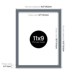 11X9 Grey Picture Frame (27.9 X 22.9Cm) Poster, Photo, Artwork, Gallery Wall Or Print - thumbnail 3