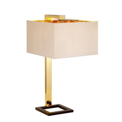 Luminosa Lighting Elstead Plein 1 Light Table Lamp - Dark Brown, Polished Gold Finish, E27 - image 1