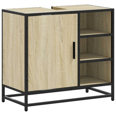 Berkfield Industrial Bathroom Sink Cabinet Sonoma Oak 65X33X60 Cm Engineered Wood