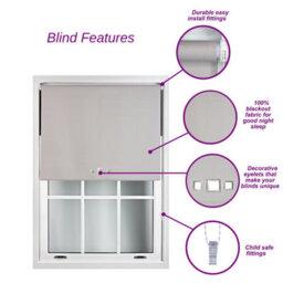 Furnished Blackout Roller Blinds With Triple Square Eyelets And Metal Fittings- Red Trimmable (W)150Cm (L)165Cm - thumbnail 3