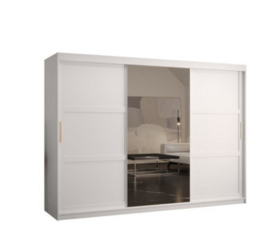 Arte Ramiro Ii Contemporary 3 Sliding Door Wardrobe 9 Shelves 2 Rails White Matt (H)2000mm (W)2500mm (D)620mm - image 1