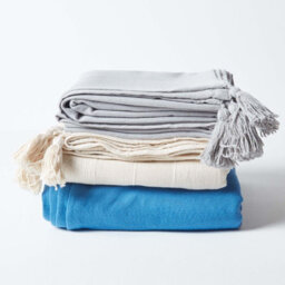 Homescapes Cotton Rajput Ribbed Silver Grey Throw, 150 X 200 Cm - thumbnail 7