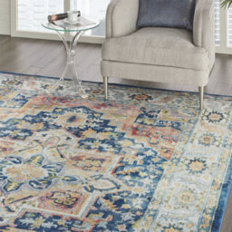 Blue/multicolor Luxurious Traditional Persian Easy To Clean Floral Dining Room Bedroom And Living Room Rug-160Cm X 229Cm - thumbnail 3