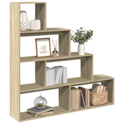 Berkfield Room Divider Bookcase 4-Tier Sonoma Oak 143.5X29X143.5 Cm Engineered Wood - image 1