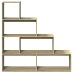 Berkfield Room Divider Bookcase 4-Tier Sonoma Oak 143.5X29X143.5 Cm Engineered Wood - thumbnail 5