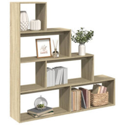 Berkfield Room Divider Bookcase 4-Tier Sonoma Oak 143.5X29X143.5 Cm Engineered Wood - thumbnail 1