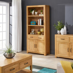 The Furniture Market Soho Oak Large Tall Bookcase With 2 Door Cupboard And Drawer - thumbnail 3