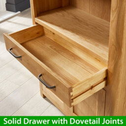 The Furniture Market Soho Oak Large Tall Bookcase With 2 Door Cupboard And Drawer - thumbnail 4