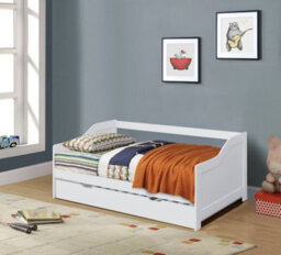 Comfy Living 3Ft Single White Wooden Trundle Bed - thumbnail 1
