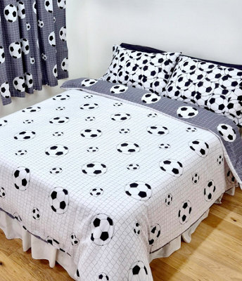 My Home Single Bed Size Football Duvet Cover Set White Grey Reversible - image 1