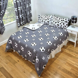 My Home Single Bed Size Football Duvet Cover Set White Grey Reversible - thumbnail 2