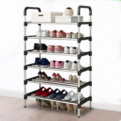 6 Tier Tall Shoe Rack Metal Portable Stand Space Saving Storage Organiser Shelf - image 1