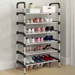 6 Tier Tall Shoe Rack Metal Portable Stand Space Saving Storage Organiser Shelf - thumbnail 4
