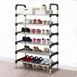 6 Tier Tall Shoe Rack Metal Portable Stand Space Saving Storage Organiser Shelf - thumbnail 1