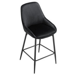 Tectake Bar Stool Siera With Backrest, Padding And Soft Fabric - Velvet Look Black/black, Set Of 6 - thumbnail 9