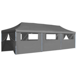 Berkfield Folding Pop-Up Party Tent With 8 Sidewalls 3X9 M Anthracite - thumbnail 2