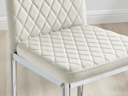Furniturebox Set Of 2 Milan Cream Diamond-Stiched Soft Touch Velvet Silver Chrome Leg Padded Counter Stools - thumbnail 6
