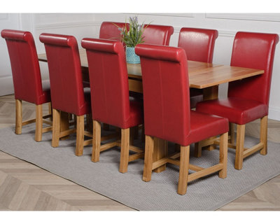 That's Furniture Richmond 140Cm - 220Cm Oak Extending Dining Table And 8 Chairs Dining Set With Washington Burgundy Leather Chairs - image 1