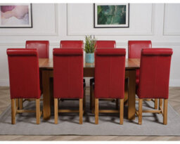 That's Furniture Richmond 140Cm - 220Cm Oak Extending Dining Table And 8 Chairs Dining Set With Washington Burgundy Leather Chairs - thumbnail 2