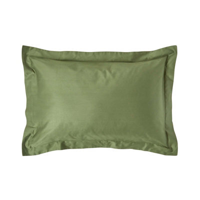 Homescapes Moss Green Organic Cotton Oxford Pillowcase 400 Tc, Standard - image 1